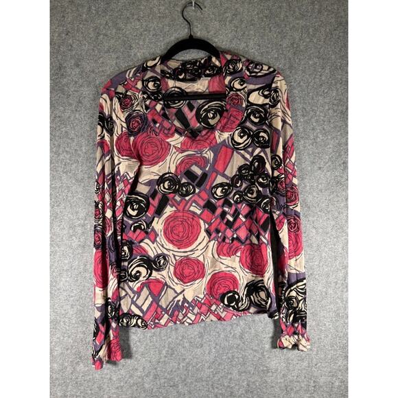Chico's Travelers Top Women 0 Small‎ Long Sleeve Floral Artsy eclectic abstract - Picture 1 of 7